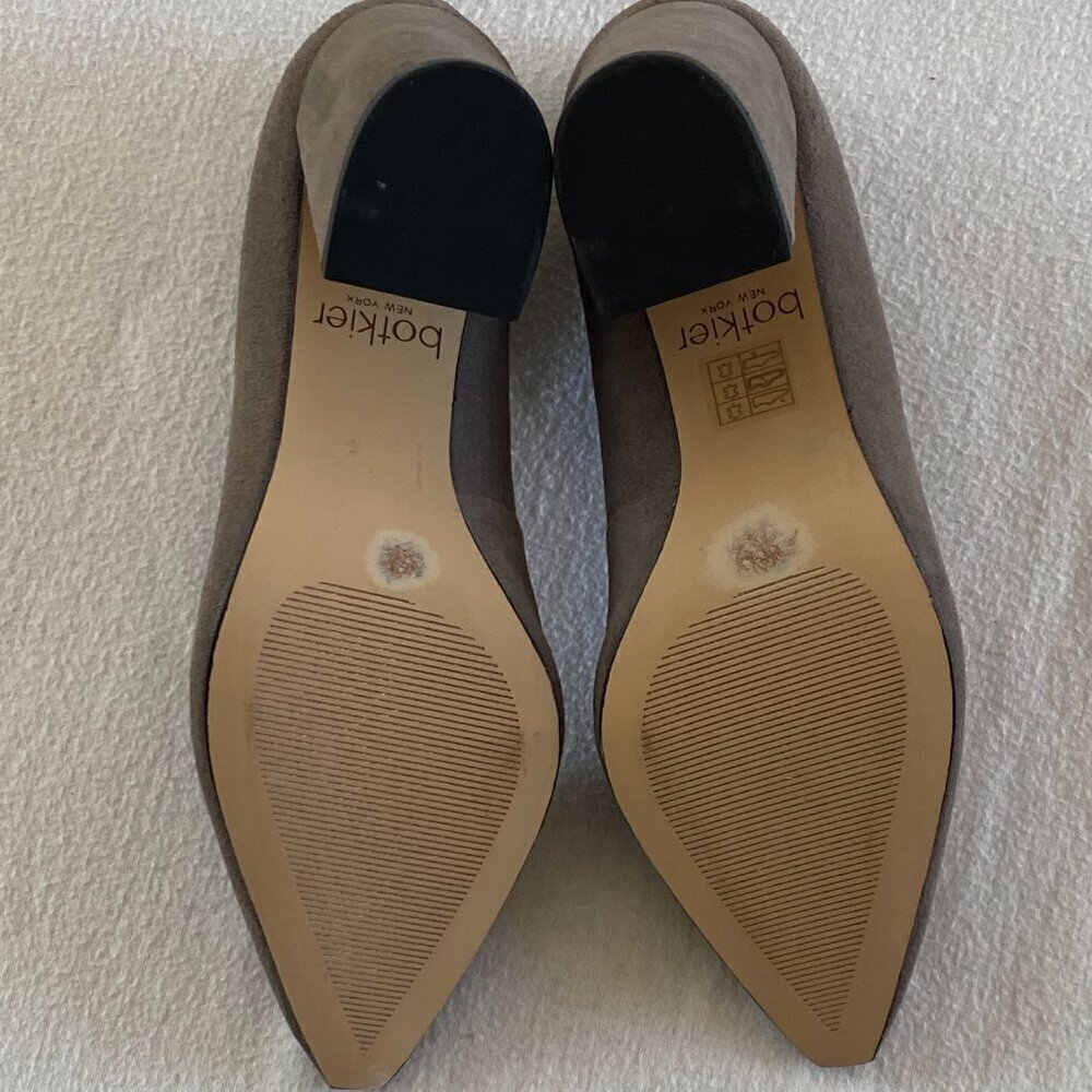 Botkier Tabitha pointed toe suede pump Womens 6 warm grey block heel designer - Picture 9 of 9
